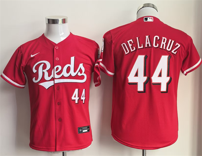 Youth Cincinnati Reds #44 Elly De La Cruz Red Cool Base Stitched Baseball Jersey